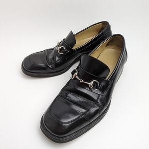 Gucci Vintage Men's Black Leather Horsebit Loafers Size 8.5D